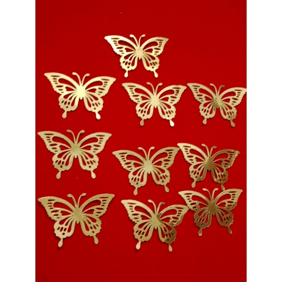 Cake Decor 10 pcs Golden Butterfly Happy Birthday Theme Paper Topper For Cake And Cupcake