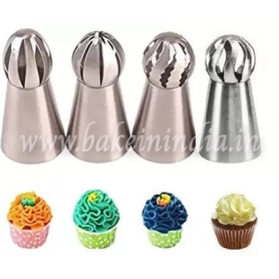 Russian Spherical Cream Mounted Torch Flower Mouth Cake Tool 4 Pc Set ( Balloon)