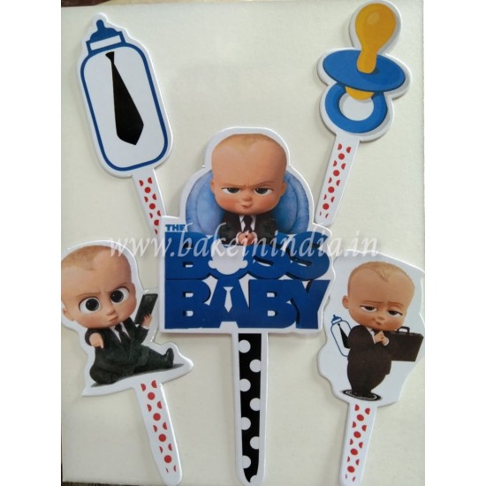 Cake Decor 5 pcs boss Baby Happy Birthday Theme Paper Topper For Cake And Cupcake