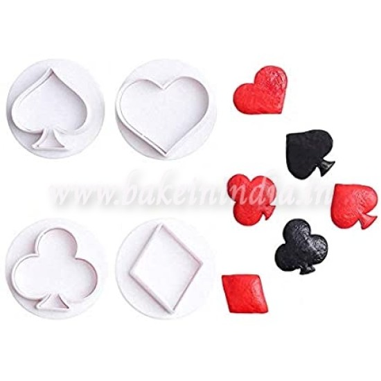 4Pcs Set Casino Playing Cards Suit Plastic Fondant Cookie Cutters Set Cake Decorating Tool