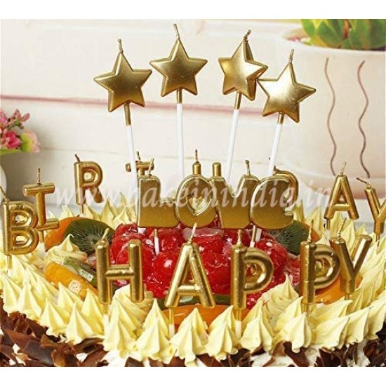 Star Candles Golden Theme for Cake Decoration