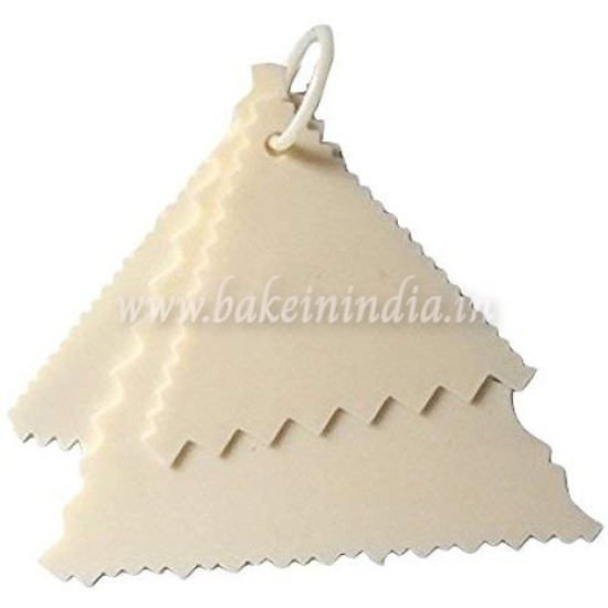 Cake Scrapper 3 Pc Set Plastic Dough Bench Scrapper Cake Cutter Triangle Zig Zag design