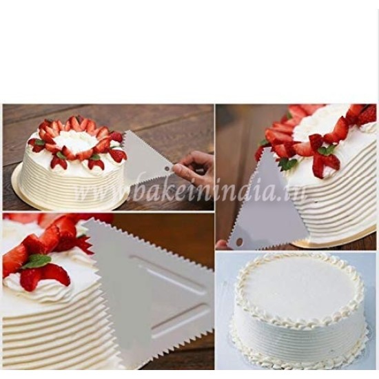 Cake Scrapper 3 Pc Set Plastic Dough Bench Scrapper Cake Cutter Triangle Zig Zag design