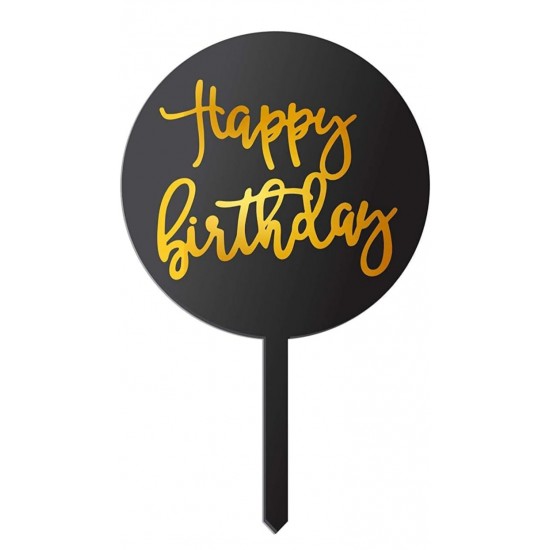 party Port Black & Gold Happy birthday Topper decorations  