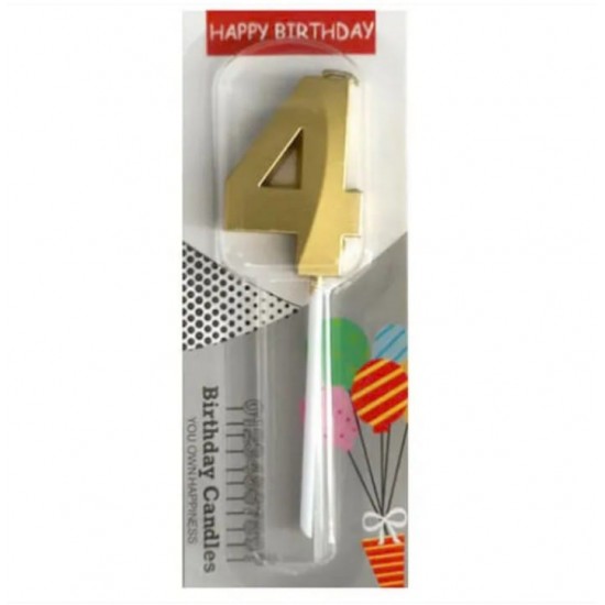 HAPPY BIRTHDAY GOLDEN Four NUMBER CANDLE Candle (Gold, Pack of 1)