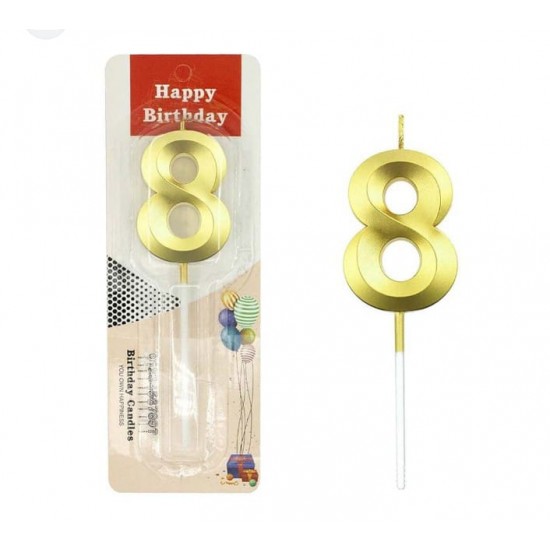 HAPPY BIRTHDAY GOLDEN eight NUMBER CANDLE Candle (Gold, Pack of 1)  