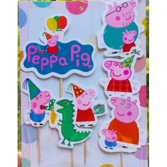 Cake Decor 5 pcs Peppa Pig Happy Birthday Theme Paper Topper For Cake And Cupcake