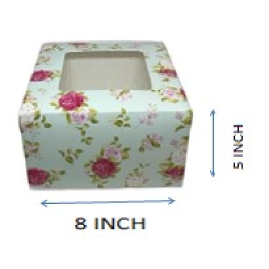 8 inch cake box Window cake box Green small flowers Pink design,