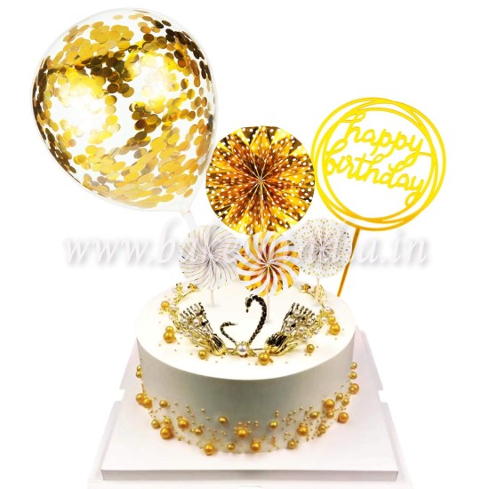 1 Pcs Golden Confetti Balloon small size for cake,