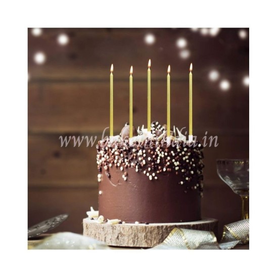 Golden Metallic Candle Pack of 6 pcs for Cake