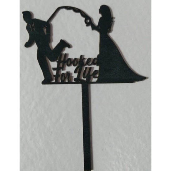 Black Engaged Theme Cake Topper \ pack of 1