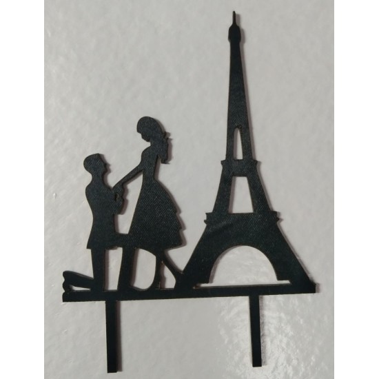 Black Engaged Theme Cake Topper \ pack of 1