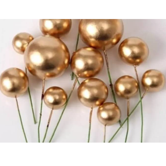 20 Pc Golden Faux Ball Cake Topper Ball Topper Cake Decorating Faux Ball Topper 4 Size Mix Ball Cake Topper Cake Decoration Cake Decorating Balls Cake Topper (Golden)