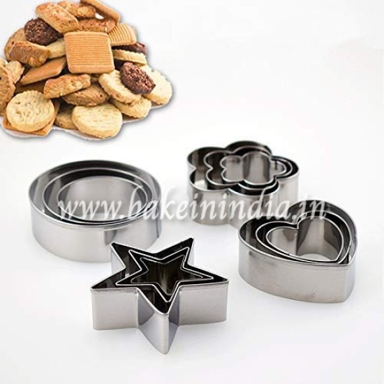 12Pcs/Set Stainless Steel Heart Flower Round Star Biscuit and Fondant Cutters