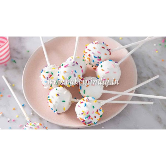 Plastic Lollipop Sticks, Safe Food Sticks, Chocolate Cake Lolipop - 6 inch (100 Pieces , White)