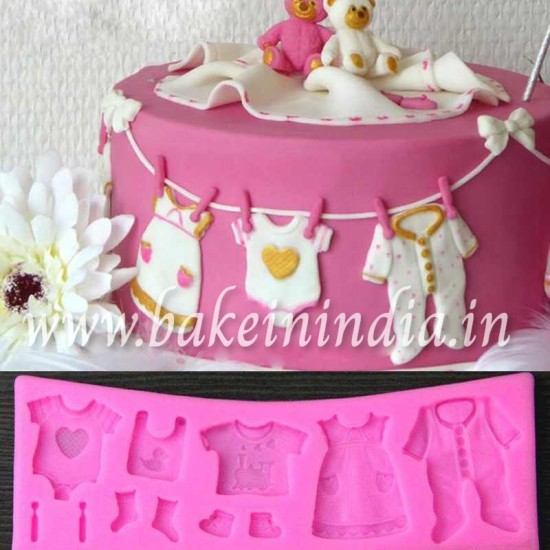 Baby Clothes Shape Silicone Fondant Mould for Cake Decorating