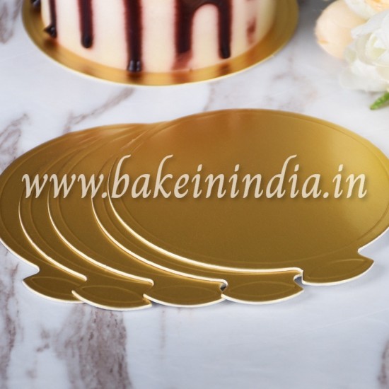 Cake Base 8 Inch (10 Pieces In 1 pack) Round. Golden Colour.