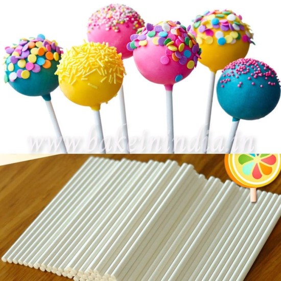 Plastic Lollipop Sticks, Safe Food Sticks, Chocolate Cake Lolipop - 6 inch (100 Pieces , White)