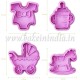 Baby Shower Plastic Fondant and Biscuit Plunger Cutter -4 Pieces