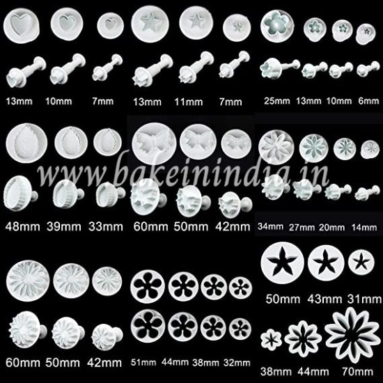 47 Piece Fondant Cake Cookie Plunger Cutter Sugarcraft Flower Leaf Butterfly Heart Shape Decorating Mold