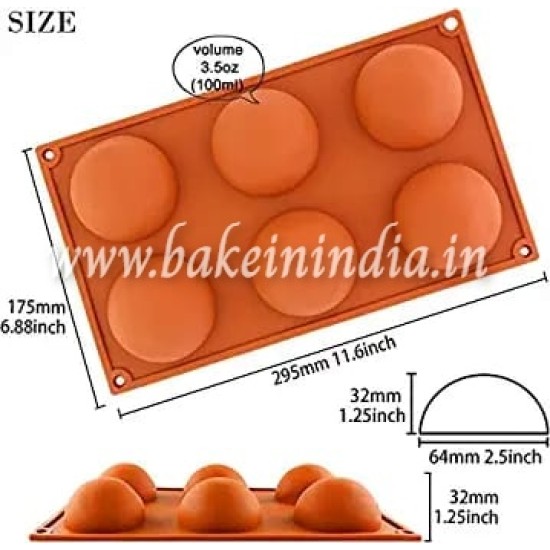 6-Cavity Half Circle Baking Mould, Cake Baking Mould,