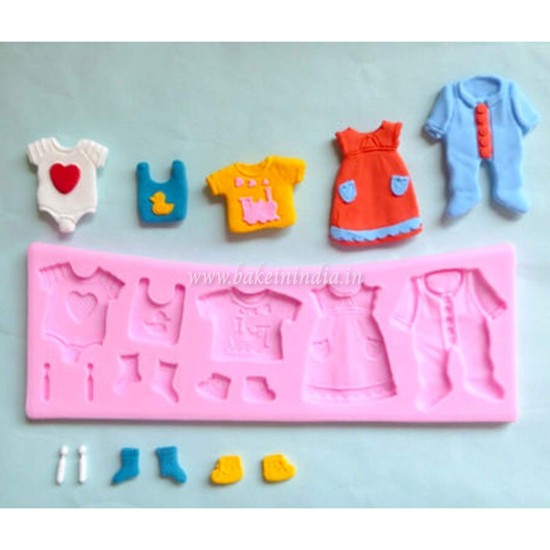 Baby Clothes Shape Silicone Fondant Mould for Cake Decorating